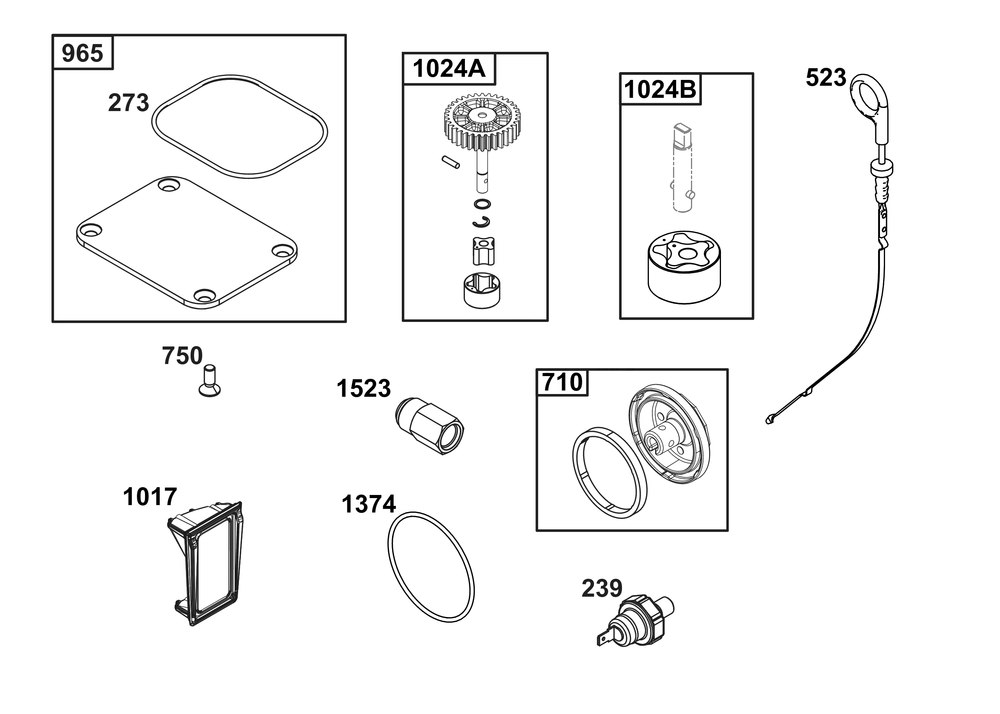 Lubrication Group Diagram and Parts List for 613777-0013-J1 400000 - 699999 Briggs and Stratton Engine